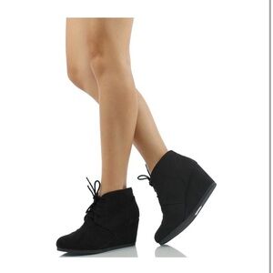 City Classified Women's Rex Almond Toe Lace Up Hidden Wedge Ankle Bootie
